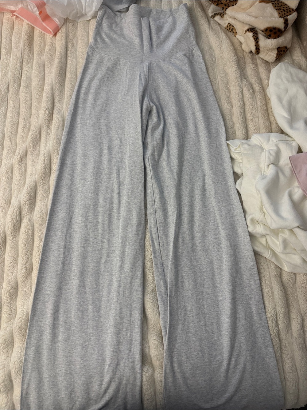 Brandy Melville Light Gray Wide Leg Lounge Pants
